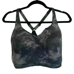 ATHLETA Printed Advance Bra Size 38DD Black Gray Adjustable Straps